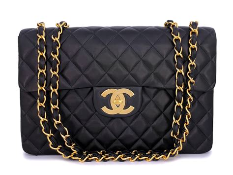 Rare Chanel 1996 Vintage Black Horizontal Jumbo Classic Flap 